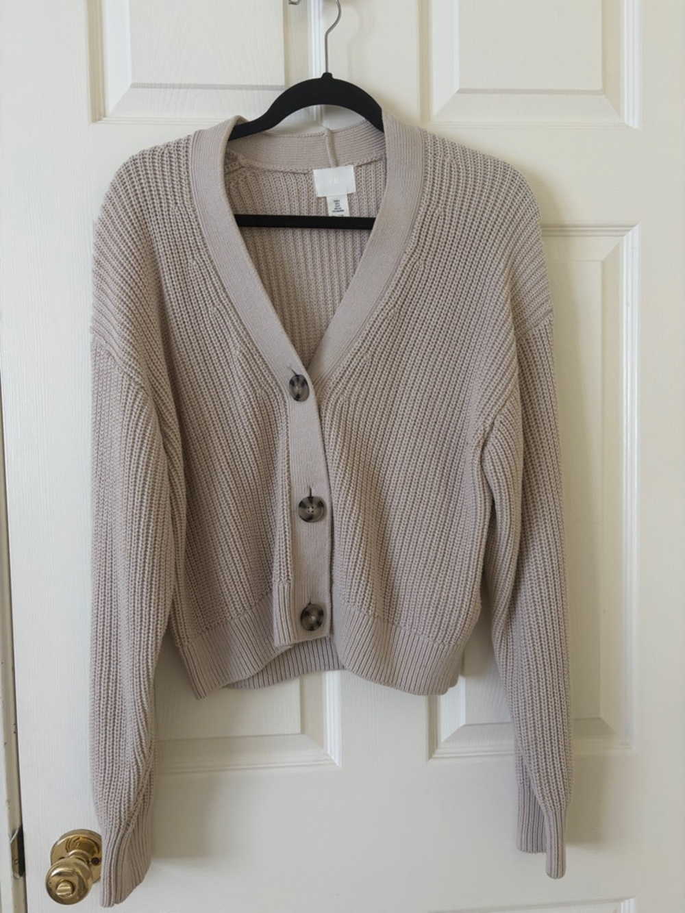 H&M Chunky Knit Button-Up Cardigan - Light Taupe